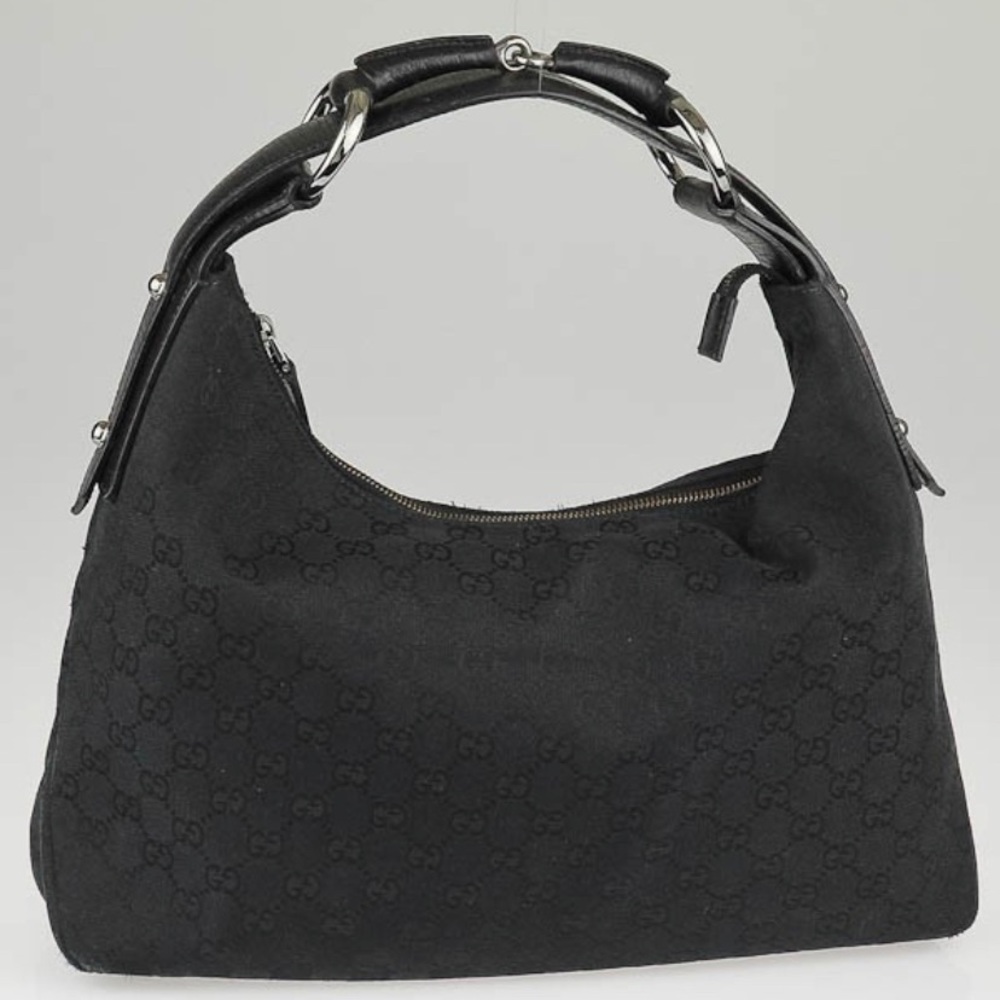 COPY - Gucci Black GG Canvas Horsebit Medium Hobo…